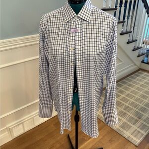 Charles Tyrwhitt Blue and White Checkered non iron French cuff dress Shirt